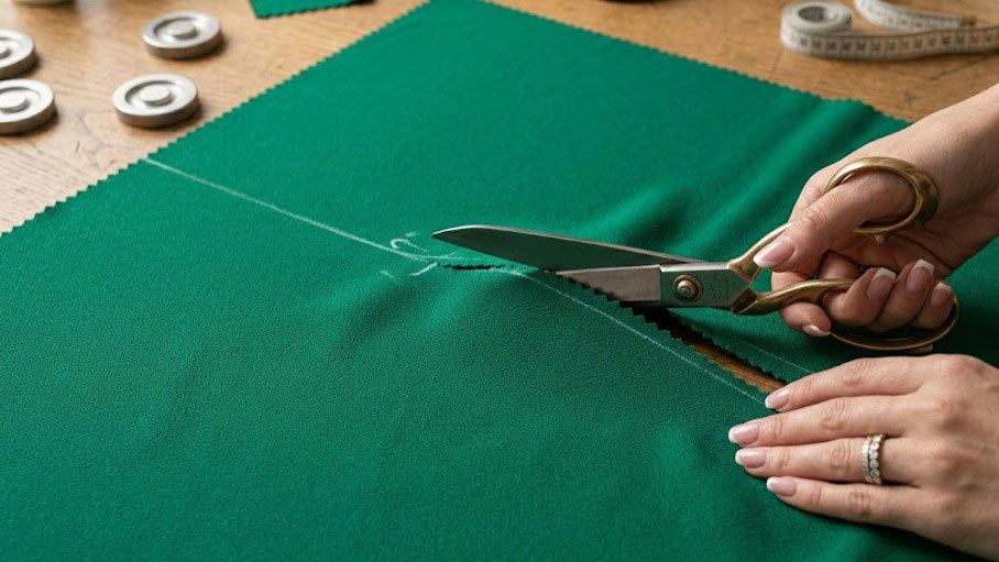 برش پارچه کرپ مازراتی برای دوخت شلوار بگ