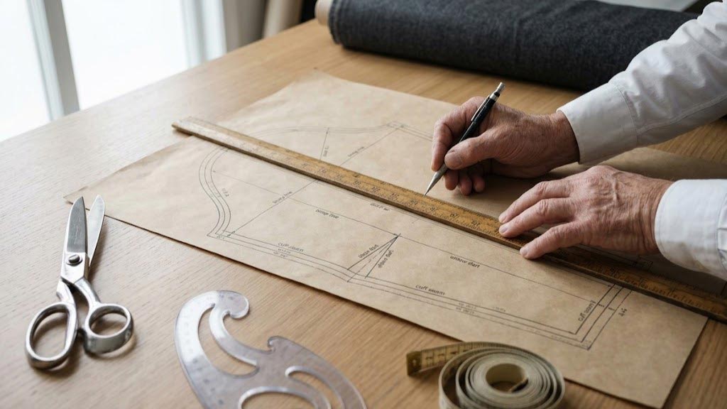 رسم فنی و مهندسی الگوی آستین کتی دوتیکه